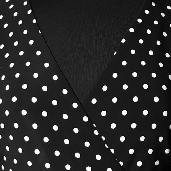 Ralph Lauren Black Label Women's Maxi Dress Black Polka Dot Stretch V-Neck 6 - Picture 4 of 8